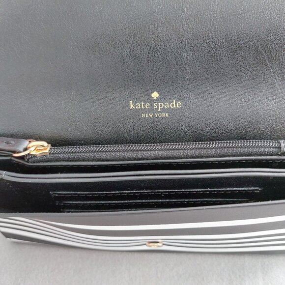 Kate Spade Black & White Striped Leather Wallet – Elegant, Authentic & Like New - Picture 6 of 10